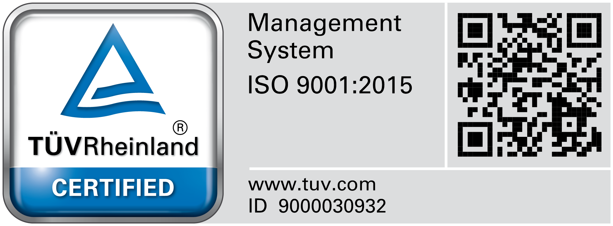 TÜV Rheinland ISO 9001:2015 Certified